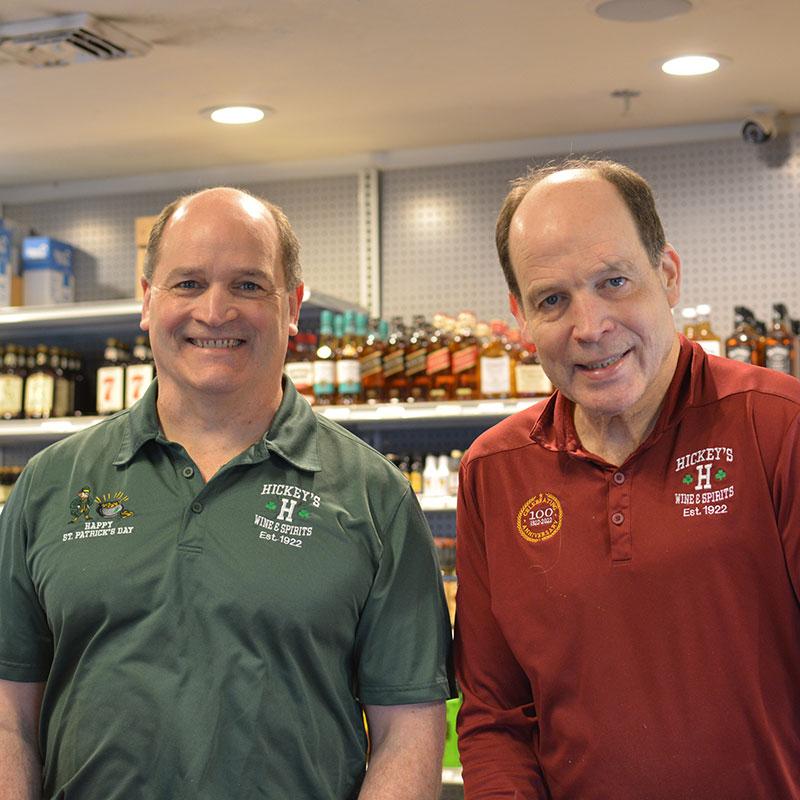 Group photo of Hickey’s Wine & Spirits owners Charlie and Kevin Hickey.