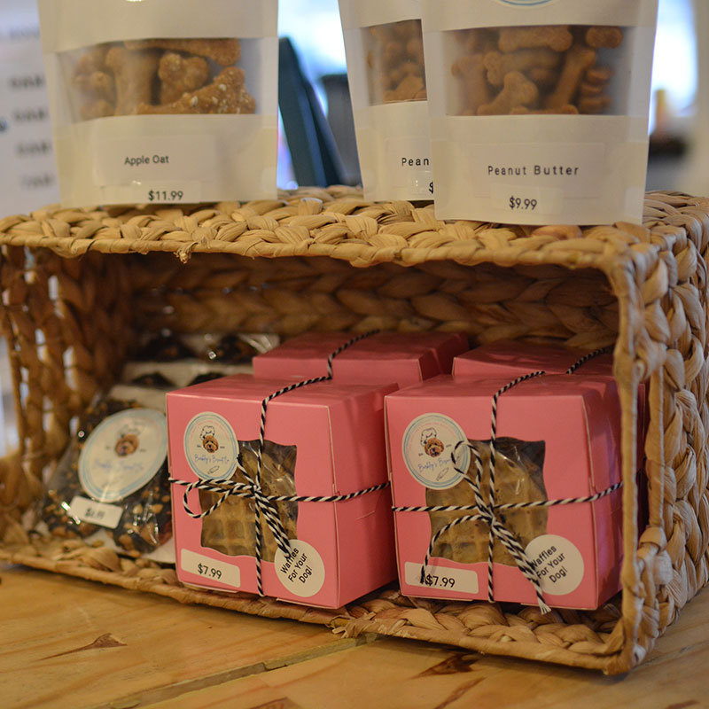 Dog treats, including waffles and cookies, available at Hickey's Wine & Spirits.