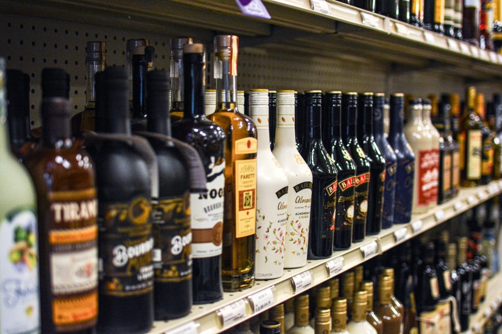 Collection of liquor and liqueurs at Hickey's.